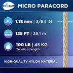 TECEUM Micro Paracord – 1.18 mm X 125 ft – Micro Utility Cord – Thin Braided - Image 2