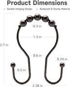 Bathway Shower Curtain Hooks Bronze Shower Curtain Rings Rust Proof Double Hook - Image 5
