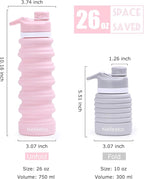Nefeeko Collapsible Water Bottle, 26oz Silicone Foldable Water Bottles - Image 3