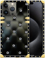 Compatible with iPhone 16 Pro Case, Shiny Black Sofa Crystal Luxury Golden by Unknown