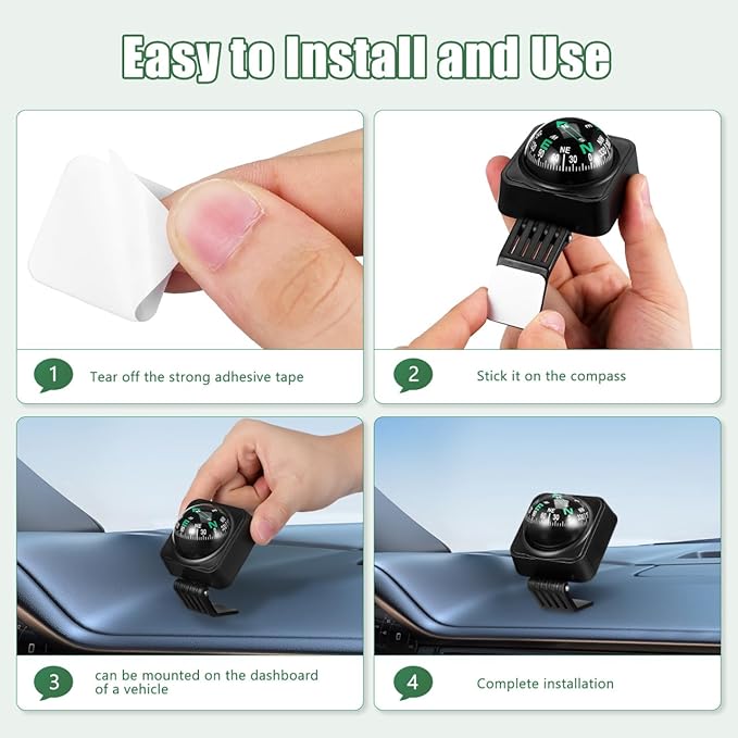 DOITOOL Car Compass Portable Auto Dashboard Ball Compass - Image 4