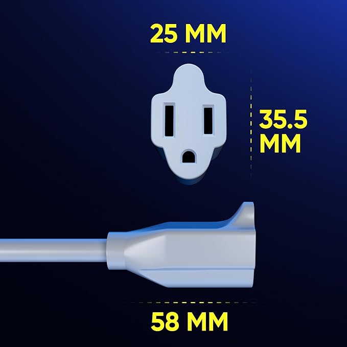 Maximm Extension Cord 3 Foot White Flat Plug, 360° Rotating Short Power Cord - Image 3