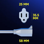 Maximm Extension Cord 5 Feet White Flat Plug, 360° Rotating Short Power Cord - Image 3