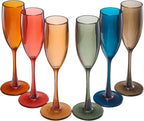 European Style Plastic Acrylic, Champagne Flutes Glasses | Set of 6 | Colored - Image 8