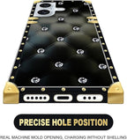 Compatible with iPhone 16 Plus Case, Shiny Black Sofa Crystal Luxury Golden - Image 4