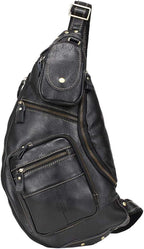 Hebetag Vinatge Leather Sling Bag Crossbody Backpack by Hebetag