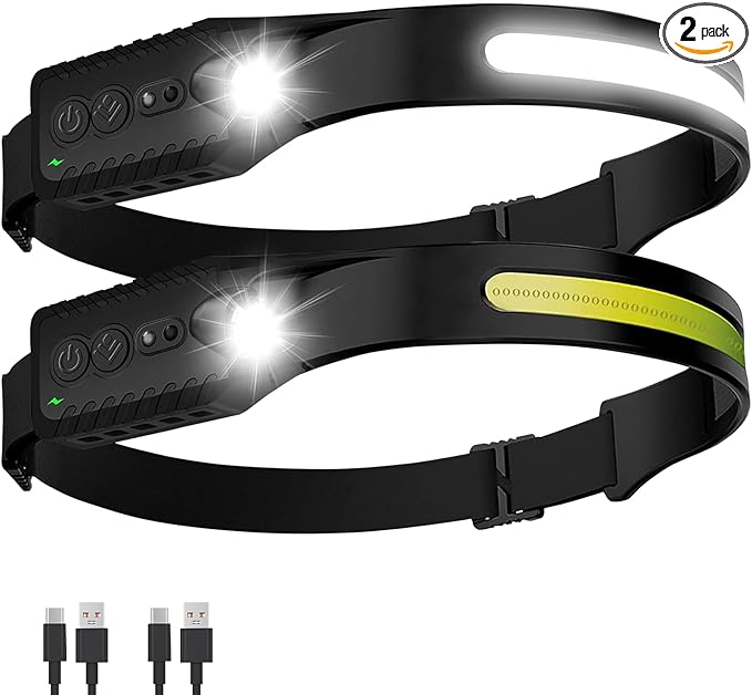 Headlamp Rechargeable, LED Head Lamp Flashlight, 230° Wide Beam Headband Light by Unknown