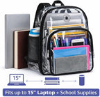 K-Cliffs Large Transparent Backpack Clear Heavy Duty School Bag Durable Student - Image 3