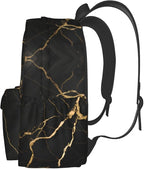 cfpolar 17 Inch Backpack Black & Gold Marble Art Laptop Bag Shoulder Bag School - Image 2