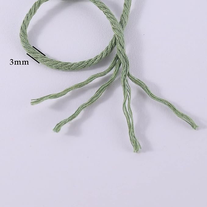 Avocado Green Macrame Cord 3mm x 109Yards, Colored Cotton Rope Craft Cord - Image 3