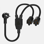 Elecan 3-Prong Y Splitter Power Extension Cord 1 FT, 45-Degree Angled Flat Plug by Elecan