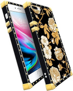 Compatible with iPhone 8 Plus 7 Plus Case, Blooming Rose Golden Flower Luxury - Image 3