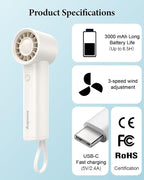 Portable Handheld Fan with Power Bank, 3 IN 1 USB Rechargeable Mini Personal - Image 8