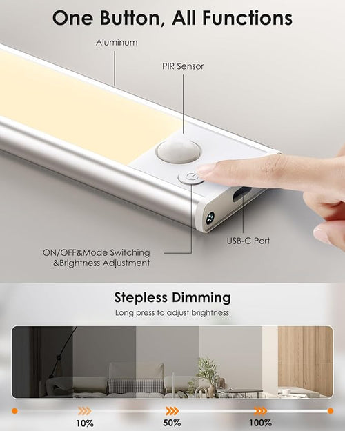 14in Under Cabinet Lighting, Upgraded 3200mAh Rechargeable Under Cabinet Lights - Image 2