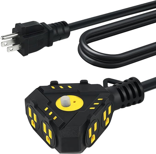 15FT 14 Gauge Outdoor Extension Cord 6-Outlet 14/3 SJTW Heavy Duty Extension by AHSGMK