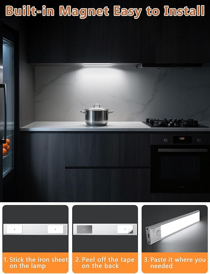 Under Cabinet Rechargeable Lighting: 12 Inch Motion Sensor Dimmable Lights - Image 4