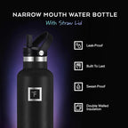 IRON °FLASK Camping & Hiking Hydration Flask - 24 oz Midnight Black - Image 2