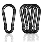 Black Carabiner, Heavy Duty Galvanized Steel Spring Snap Hook Carabiner Clips by High-PQ