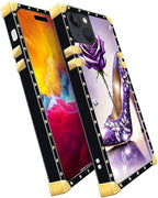 Compatible with iPhone 15 Case, High Heeled Purple Diamond Rose Luxury Golden - Image 3