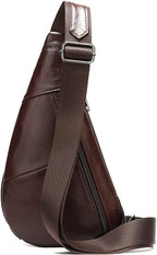 Leather Crossbody Sling Bag for Men Women Single Shoulder Chest Pack Backpack - Image 2