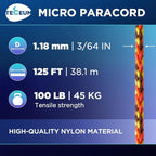 TECEUM Micro Paracord – 1.18 mm X 125 ft – Micro Utility Cord – Thin Braided - Image 2