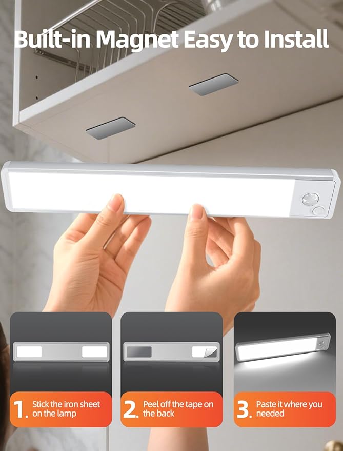 Under Cabinet Motion Sensor Lighting: 12 Inch Dimmable Rechargeable Lights - Image 4