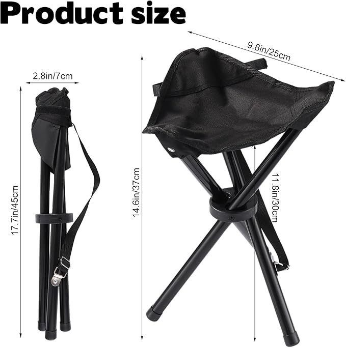 Travel Folding Camping Stool, 14.6 inches Lightweight Outdoor Tripod Chair and - Image 3