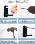 2 Pack Folding Wall Hooks, Foldable Black Coat Hooks - Image 3