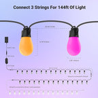 NEEWER 96ft Outdoor String Lights, App Control Smart AI RGBW Hanging Outside - Image 8