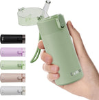 5oz Small Water Bottles with Straw, Mini Water Bottle with One-Hand Open Design by Exllena