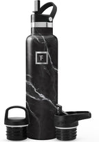 IRON °FLASK Camping & Hiking Hydration Flask - 24 oz Black Marquina by IronFlask
