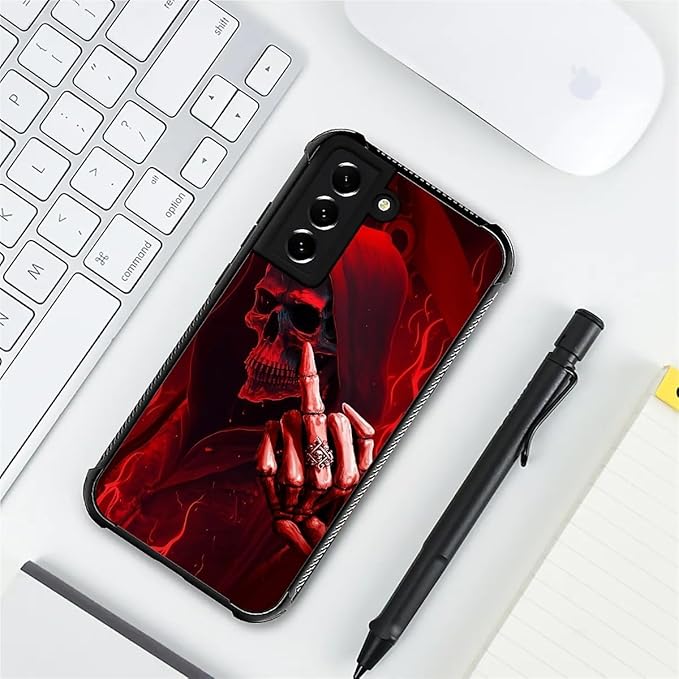 for Samsung Galaxy S21 Plus Case, Gestures Funny Skull Pattern Graphic Design - Image 7