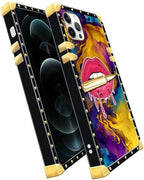 Compatible with iPhone 11 Pro Max Case, Cool Corlorful Lip Marble Luxury Golden - Image 3