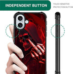 for iPhone 16 Case, Gestures Funny Skull Pattern Graphic Design Girl Boy Soft - Image 6