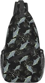 Sea Shark Sling Bag For Women Men Cute Shark Pattern Backpack Crossbody by Unknown