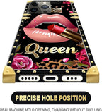 Compatible with iPhone 16 Pro Case, Glitter Red Rose Queen Leopard Lipstick - Image 5