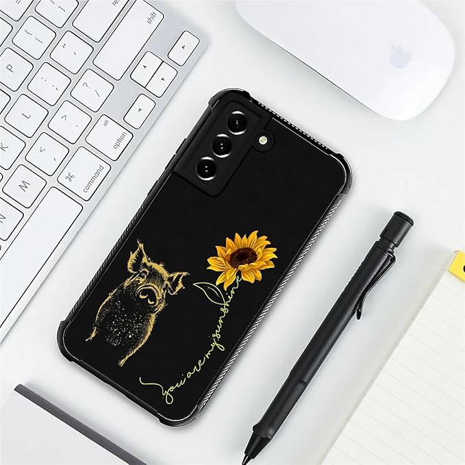 for Samsung Galaxy S22 Case, Pig Sunflower Yellow Sunshine Pattern Graphic - Image 7