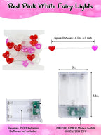 Red Pink White Heart Fairy Lights Battery Operated - Image 8