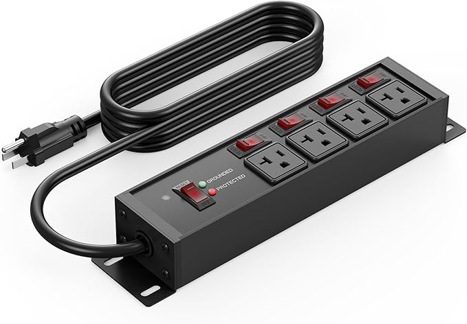 CCCEI Heavy Duty Surge Protector Power Strip 20 Amp Individual Switches. 15FT by CCCEI
