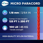 TECEUM Micro Paracord – 1.18 mm X 125 ft – Micro Utility Cord – Thin Braided - Image 2