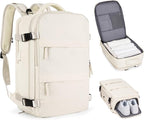 Beige Large Travel Backpack For Women Men Airline Approved Personal Item by coofay