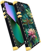 Compatible with iPhone 13 Case, Colourful Dragonfly Pink Lily Pads Luxury - Image 3