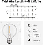 HISTAR 48Ft Patio Lights Outdoor Waterproof 24+2 Edison Bulbs - Image 2