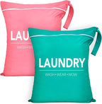 2 Pcs Large Travel Laundry Bag Waterproof Wet Dry Bag Washable Dirty Clothes Bag by Sylfairy