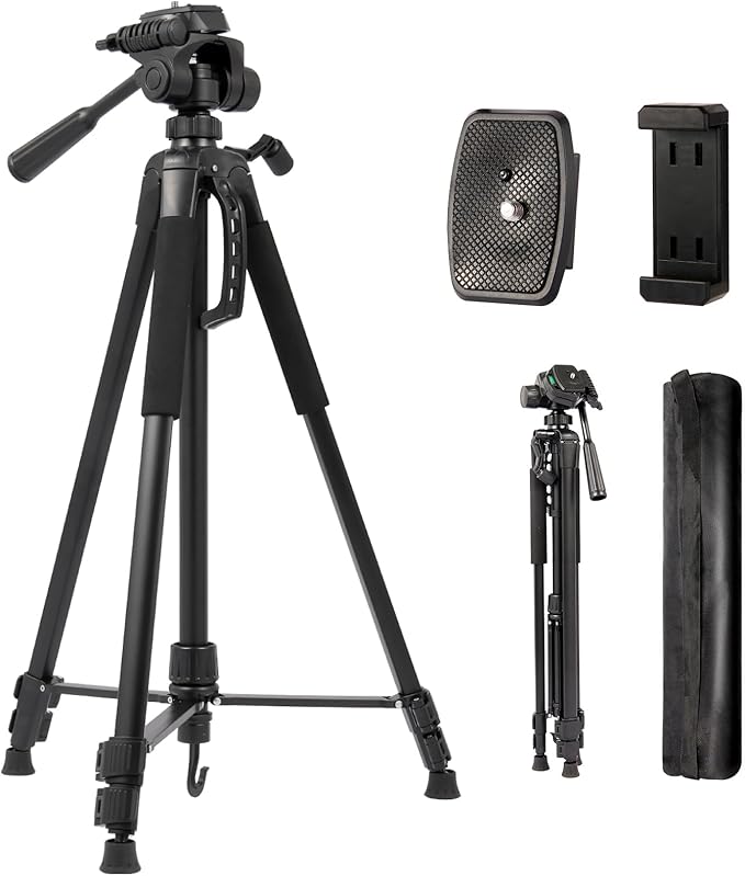 Tripod Stand for Camera & Cell Phone, 68” Professional Stand by Vunvooker