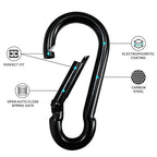Small Carabiner Clip Hook, 2.36 inch 50 pcs Black Heavy Duty Spring Snap Hook - Image 4
