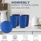 Homienly Wheat Straw Cups 16oz, Unbreakable Cups-6 PCS Freezer and Dishwasher - Image 3