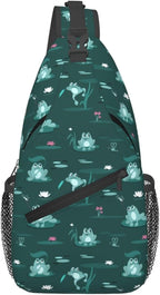 Funny Frogs In The Swamp Sling Bag by Unknown