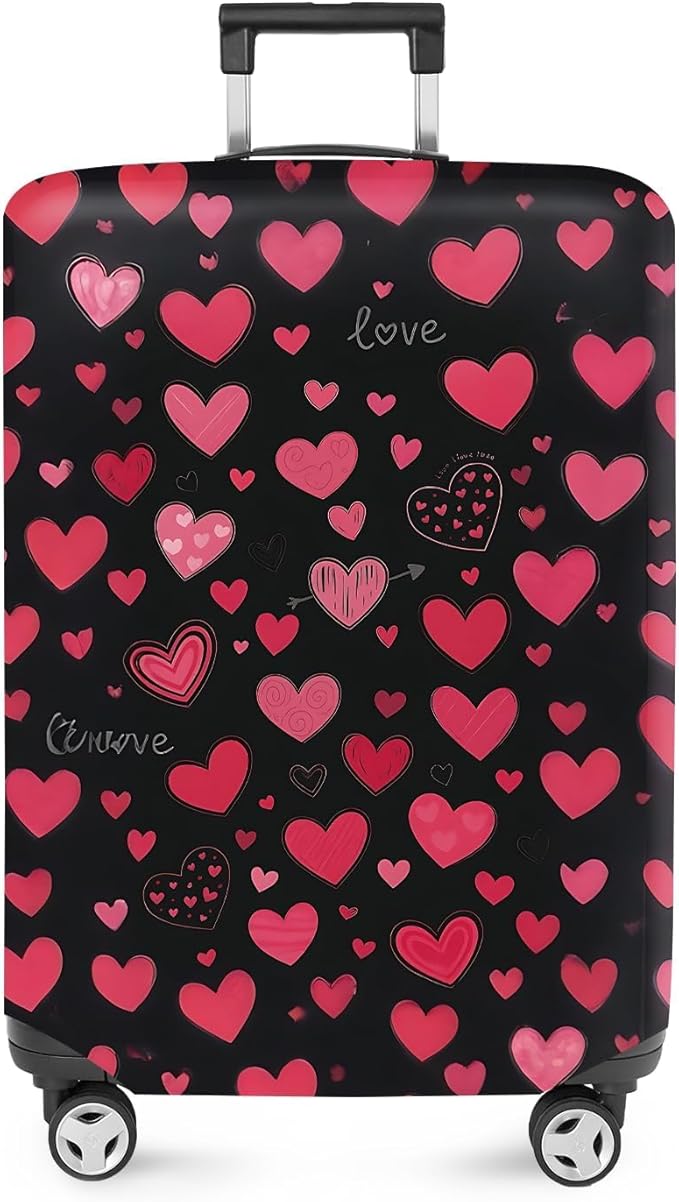ANNA QUEEN Heart Pattern Luggage Cover, Love Theme Suitcase Protector, by ANNAQUEEN