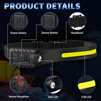 Headlamp Rechargeable 5Pack, 230° Wide Beam Head Lamp - Image 4